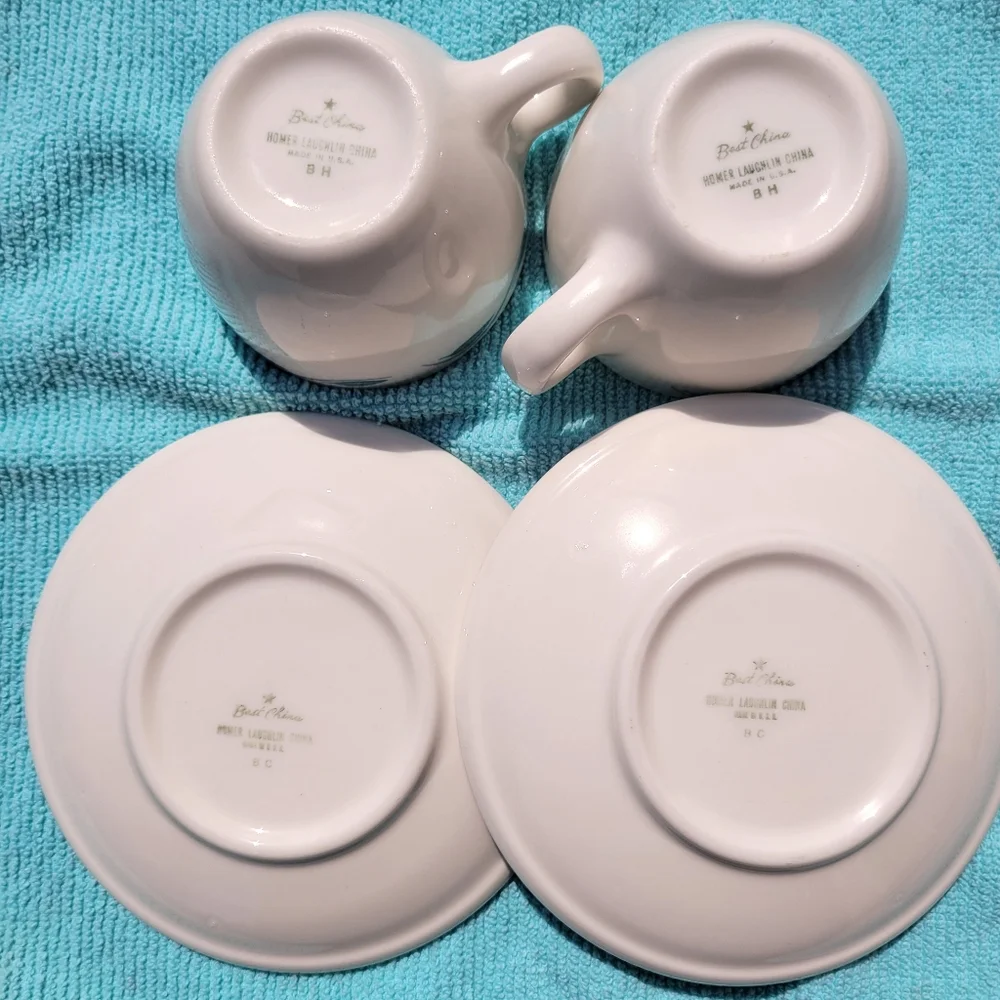 Vintage Homer Laughlin Best China Cups & Saucers (2 sets) ~ Retro!